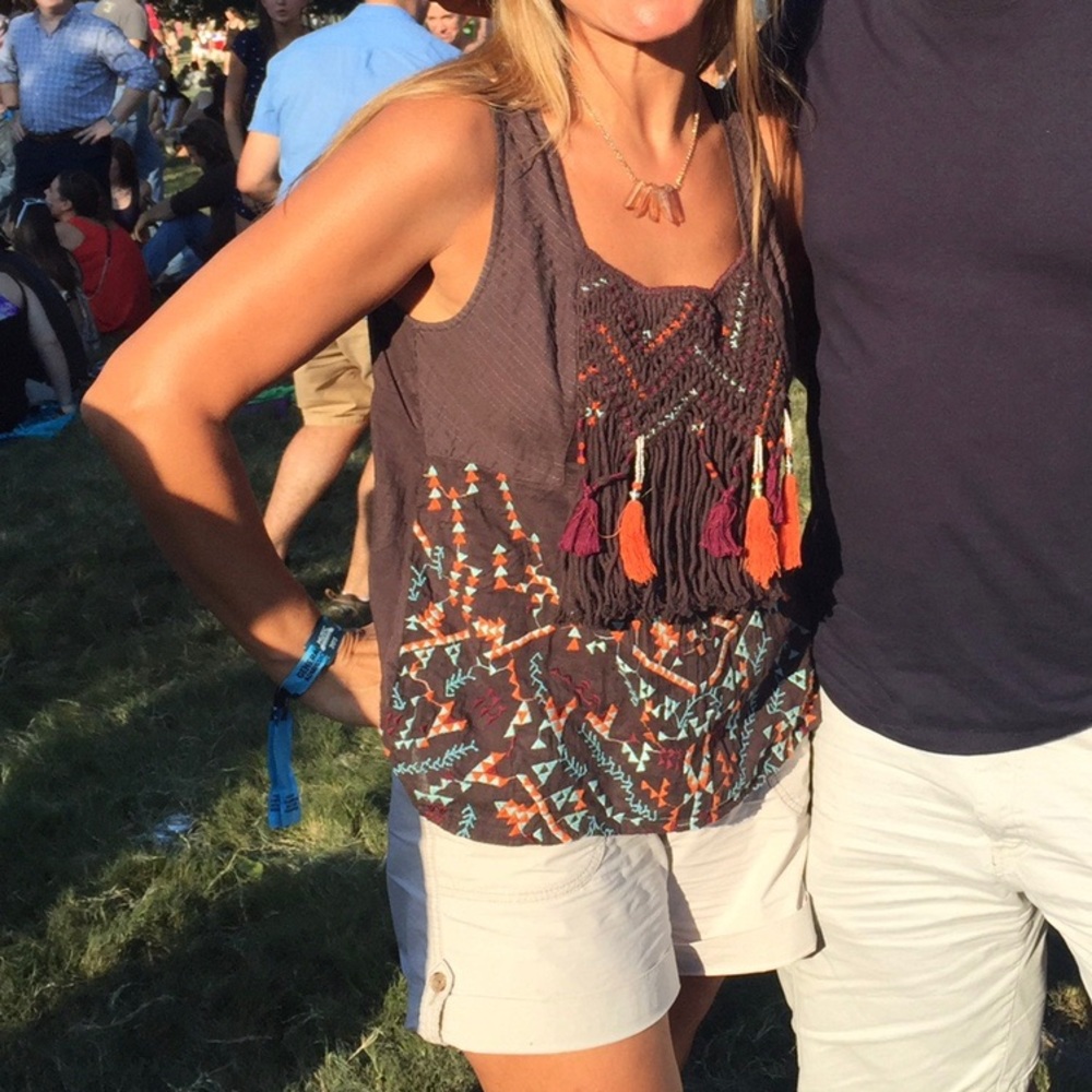 Akemi +Kin macrame + tassel detail festival top